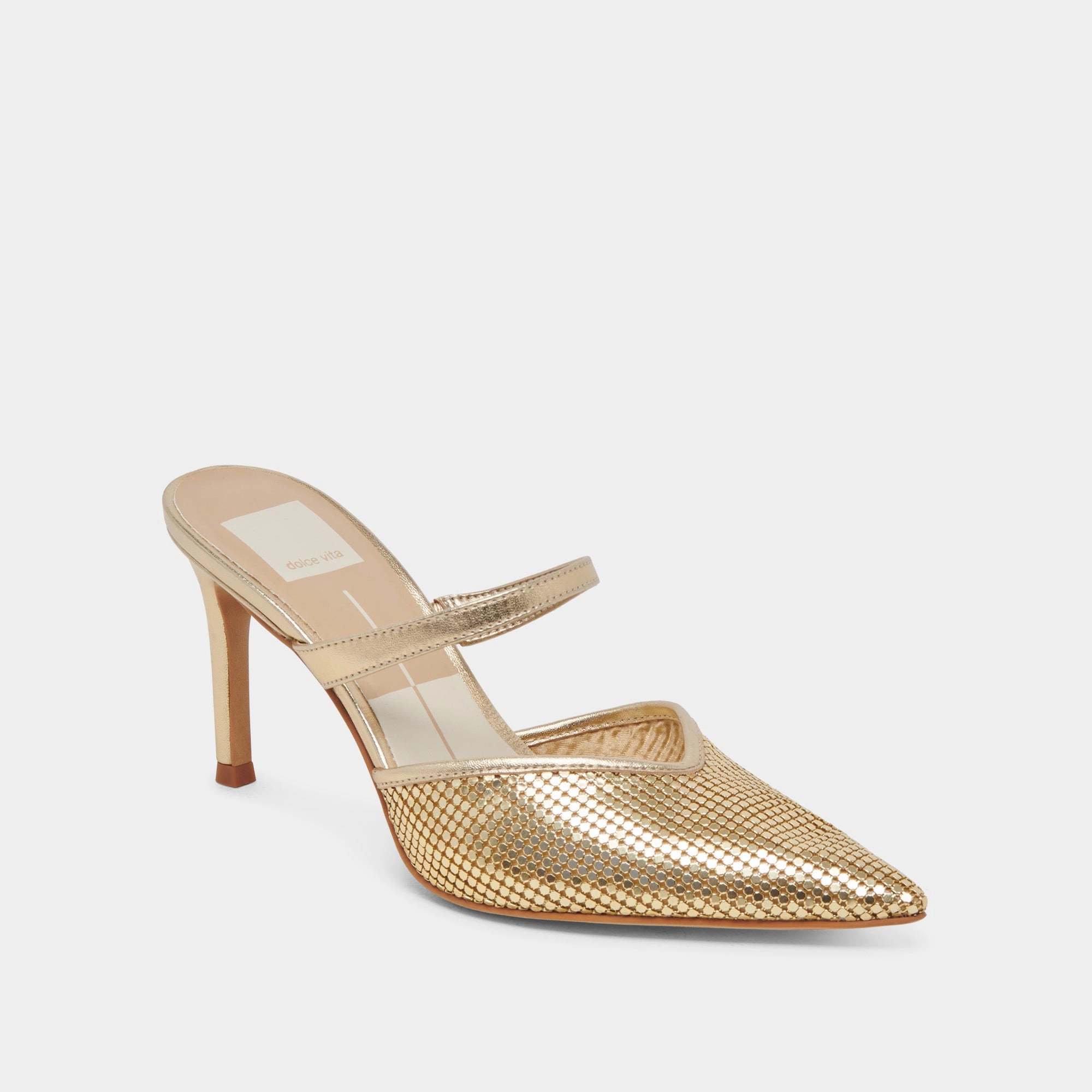 KANIKA MESH HEELS GOLD METALLIC MESH