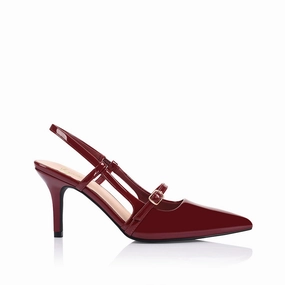Leia Slingback Stilettos - Wine Patent