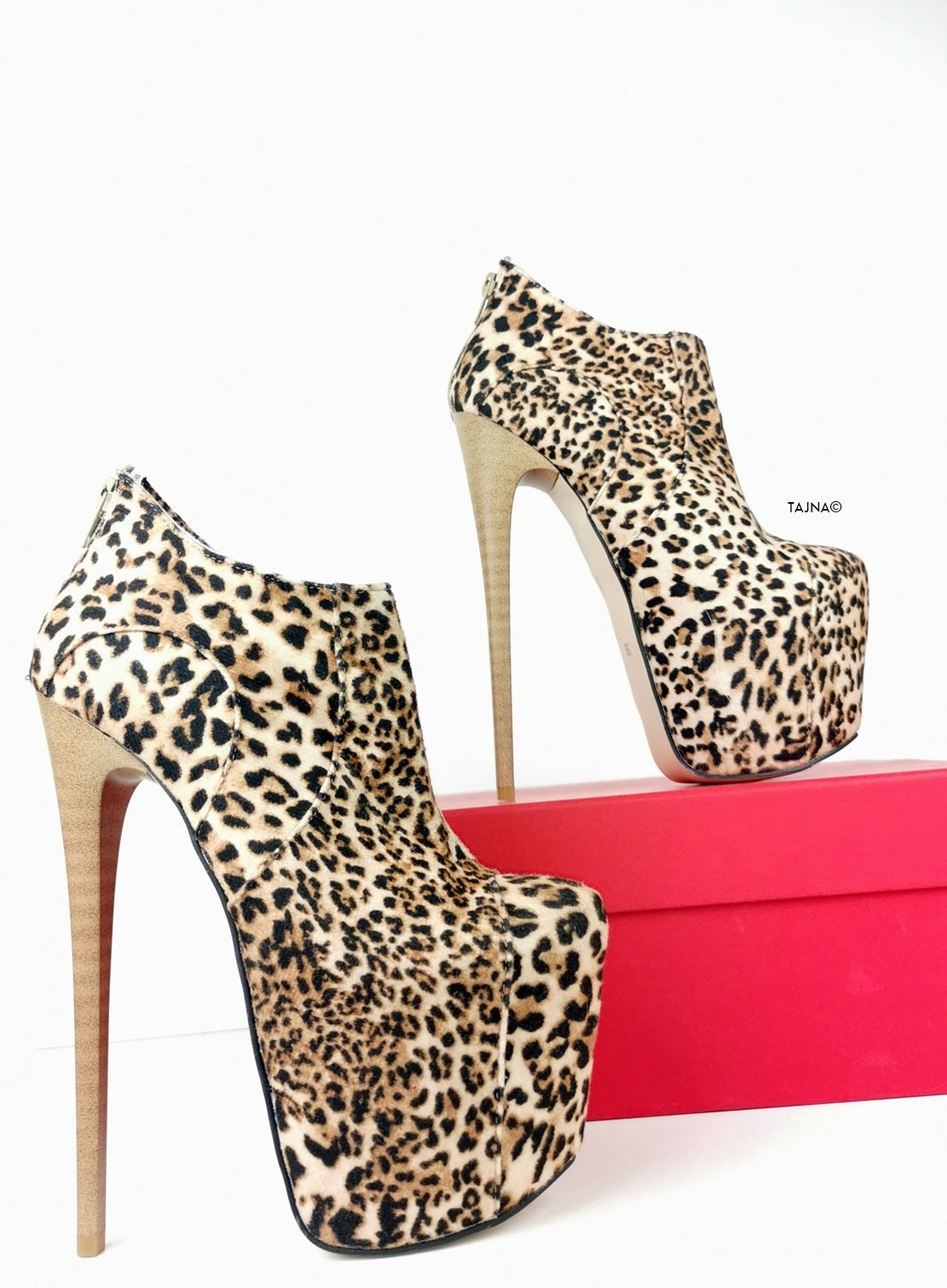 Leopard Touch Ankle Heel Booties