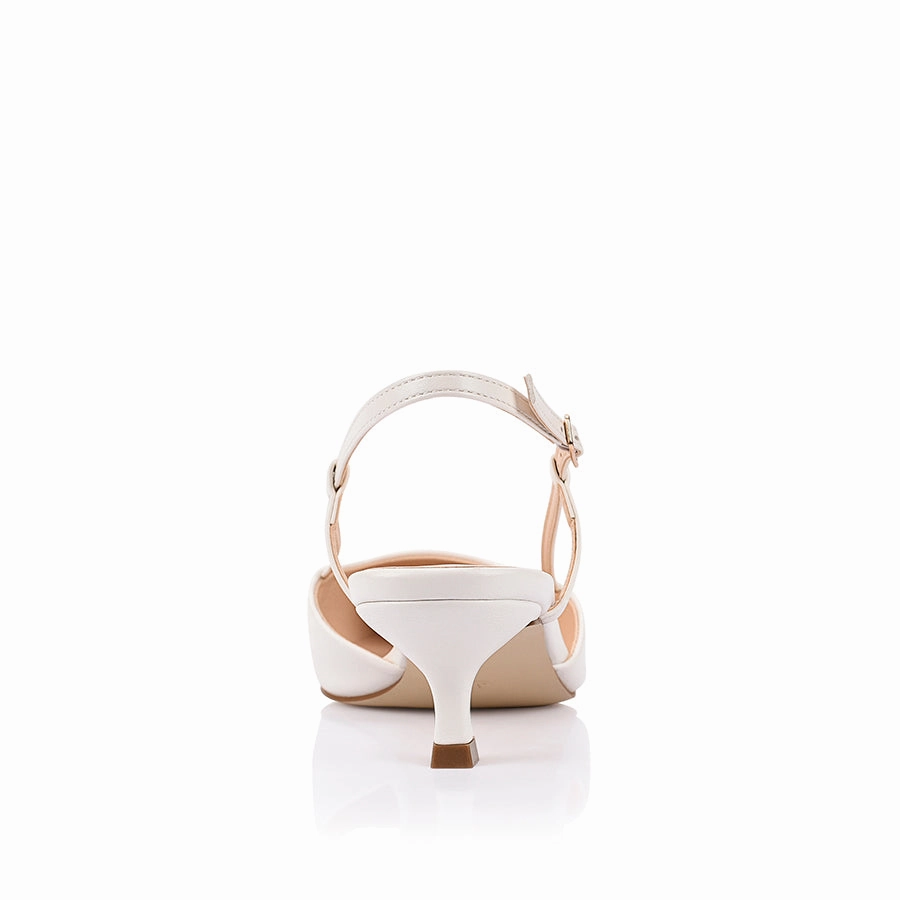 Lucas Slingback Kitten Heels - Chalk White