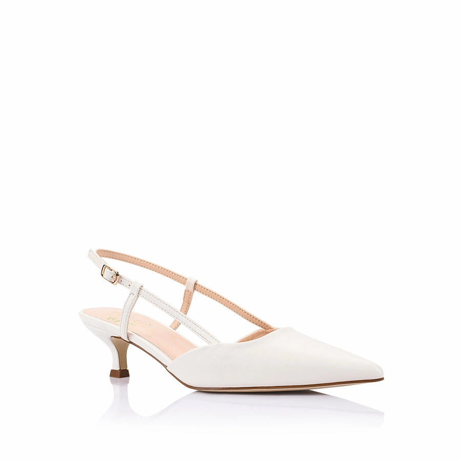 Lucas Slingback Kitten Heels - Chalk White