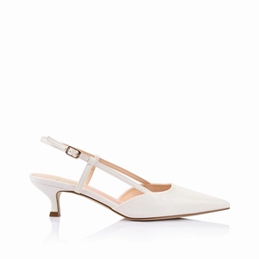Lucas Slingback Kitten Heels - Chalk White