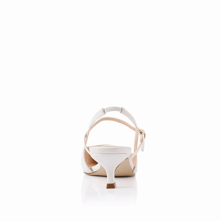 Luce Slingback Kitten Heels - Chalk White