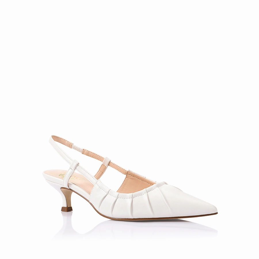 Lucius Slingback Kitten Heels - Chalk White