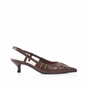 Lucius Slingback Kitten Heels - Chocolate Brown