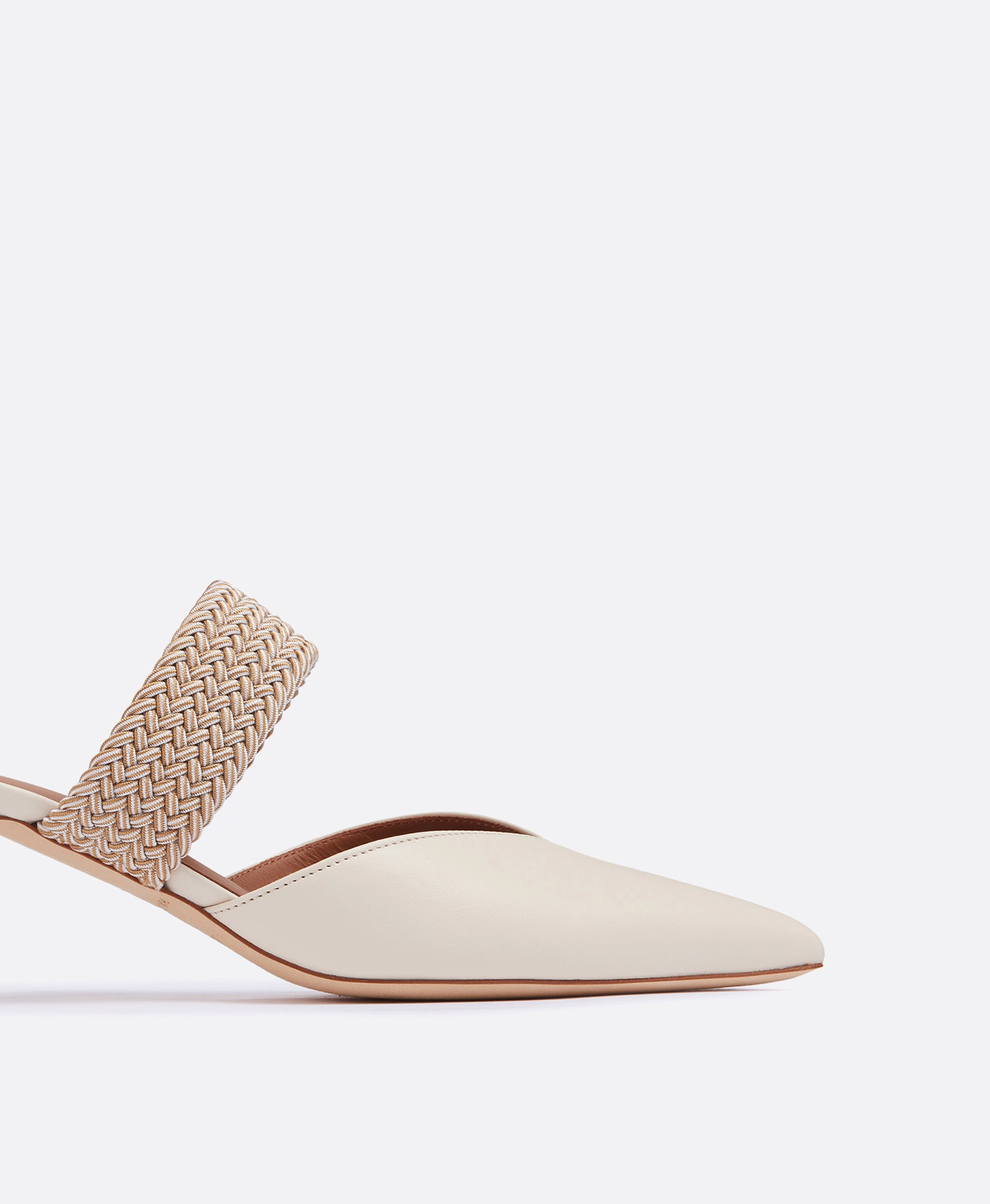 Maisie 45 White Leather Mules