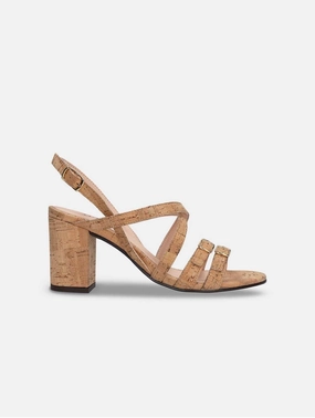 Maria Women's Vegan Cork Heeled Sandals | Brown