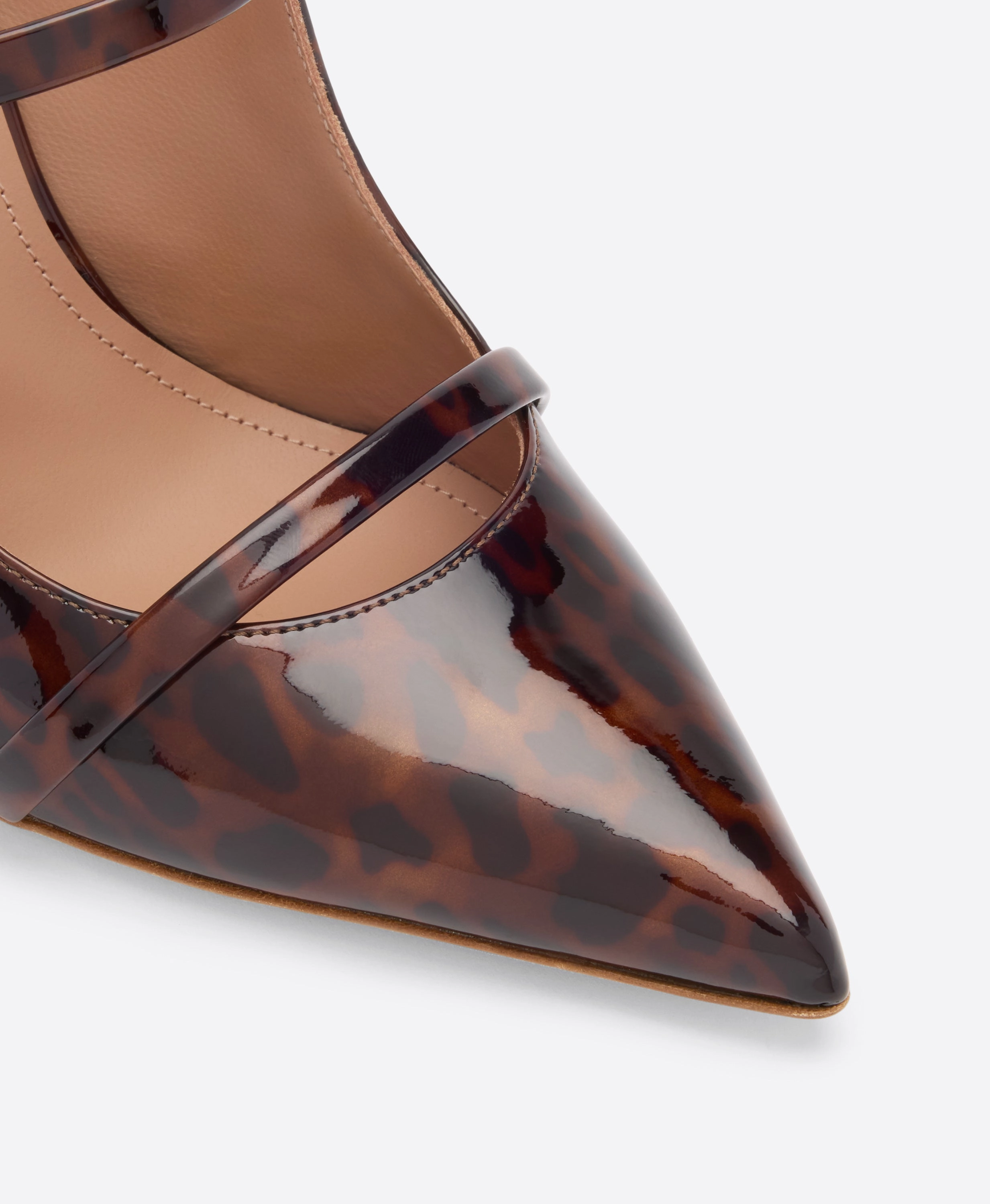 Maureen 100 Leopard Patent Heeled Mules