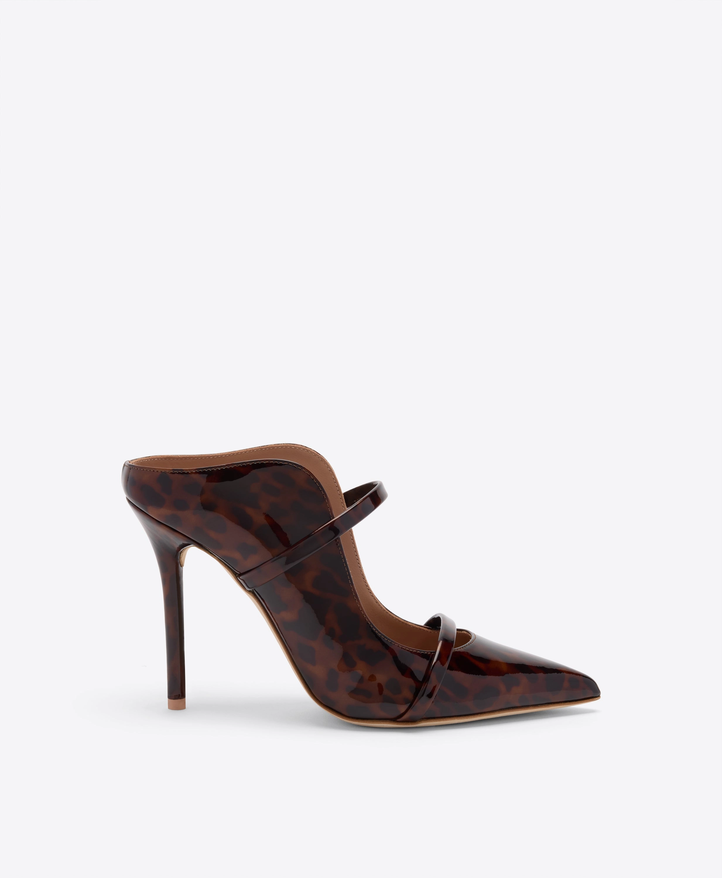 Maureen 100 Leopard Patent Heeled Mules