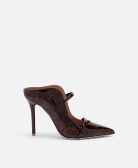 Maureen 100 Leopard Patent Heeled Mules