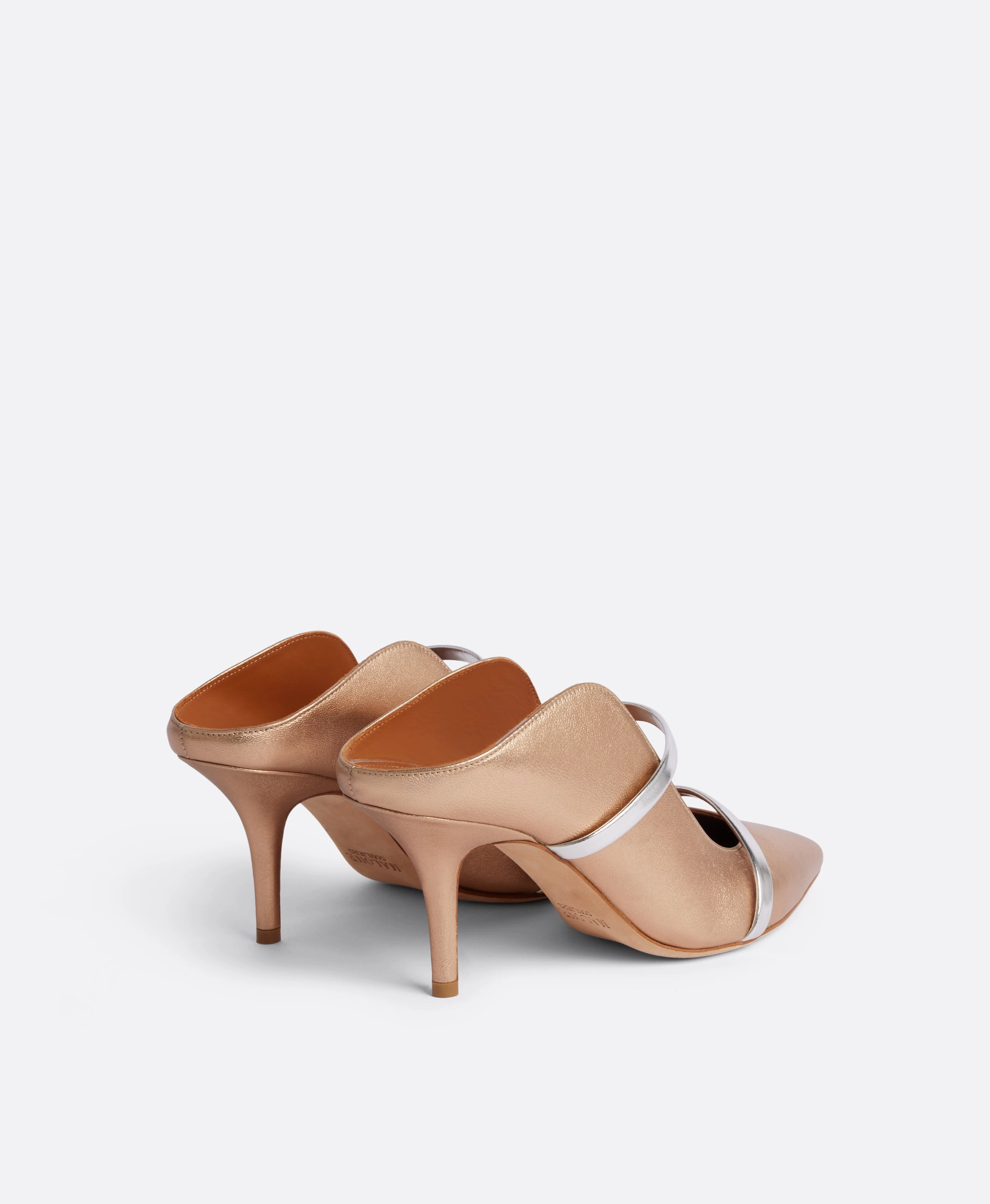 Maureen 70 Gold & Silver Leather Mules