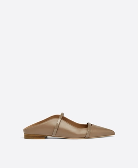 Maureen Taupe Leather Flat Mules