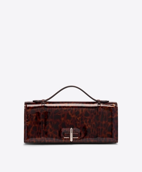 May Leopard Patent Clutch Bag