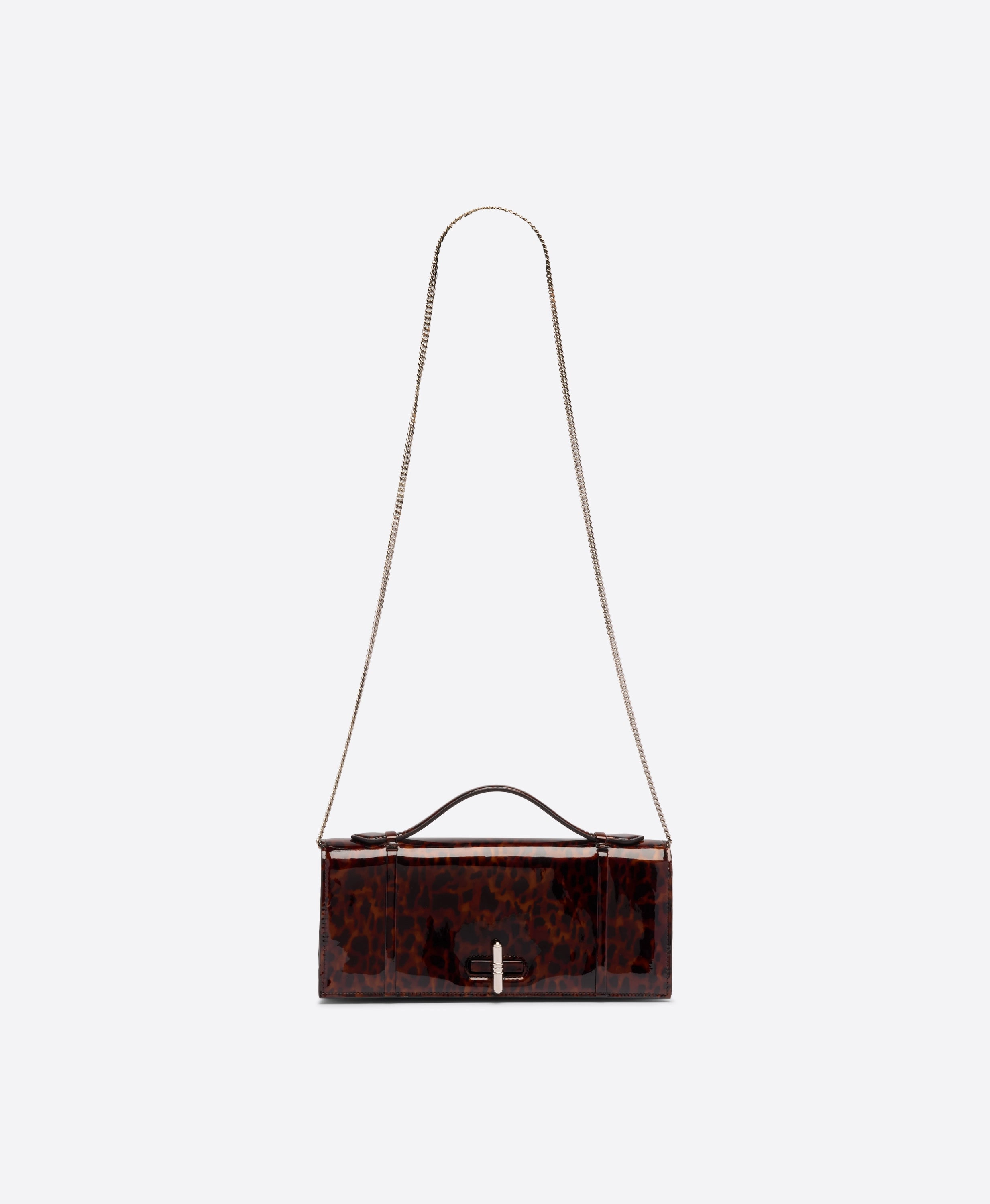 May Leopard Patent Clutch Bag