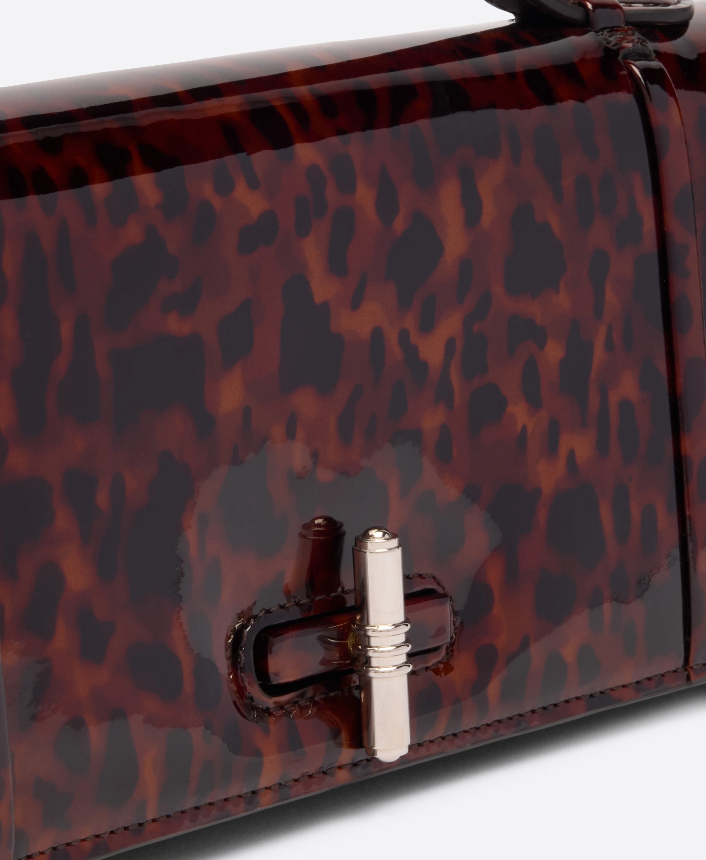 May Leopard Patent Clutch Bag