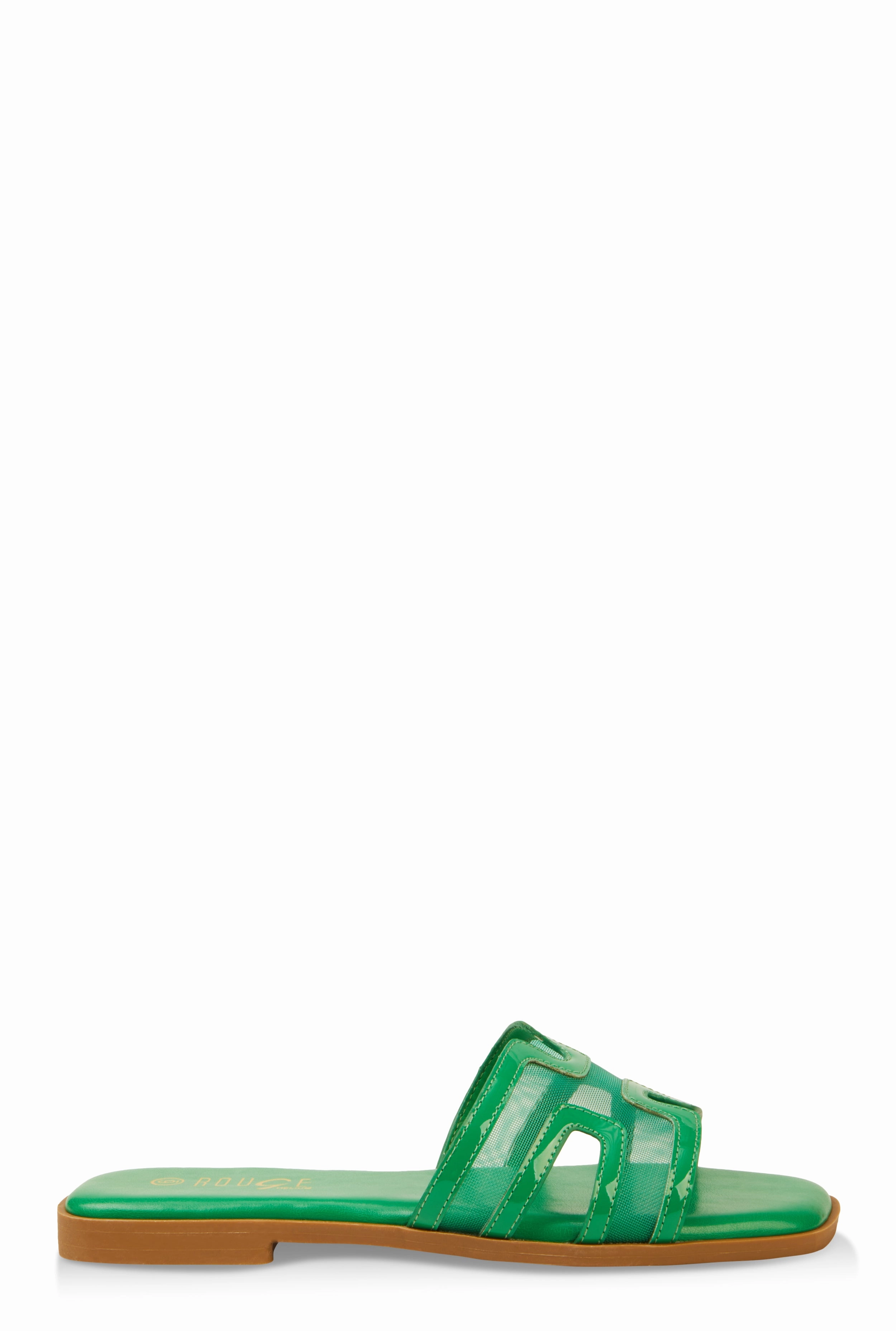 Mesh Insert Cut Out Band Slide Sandals