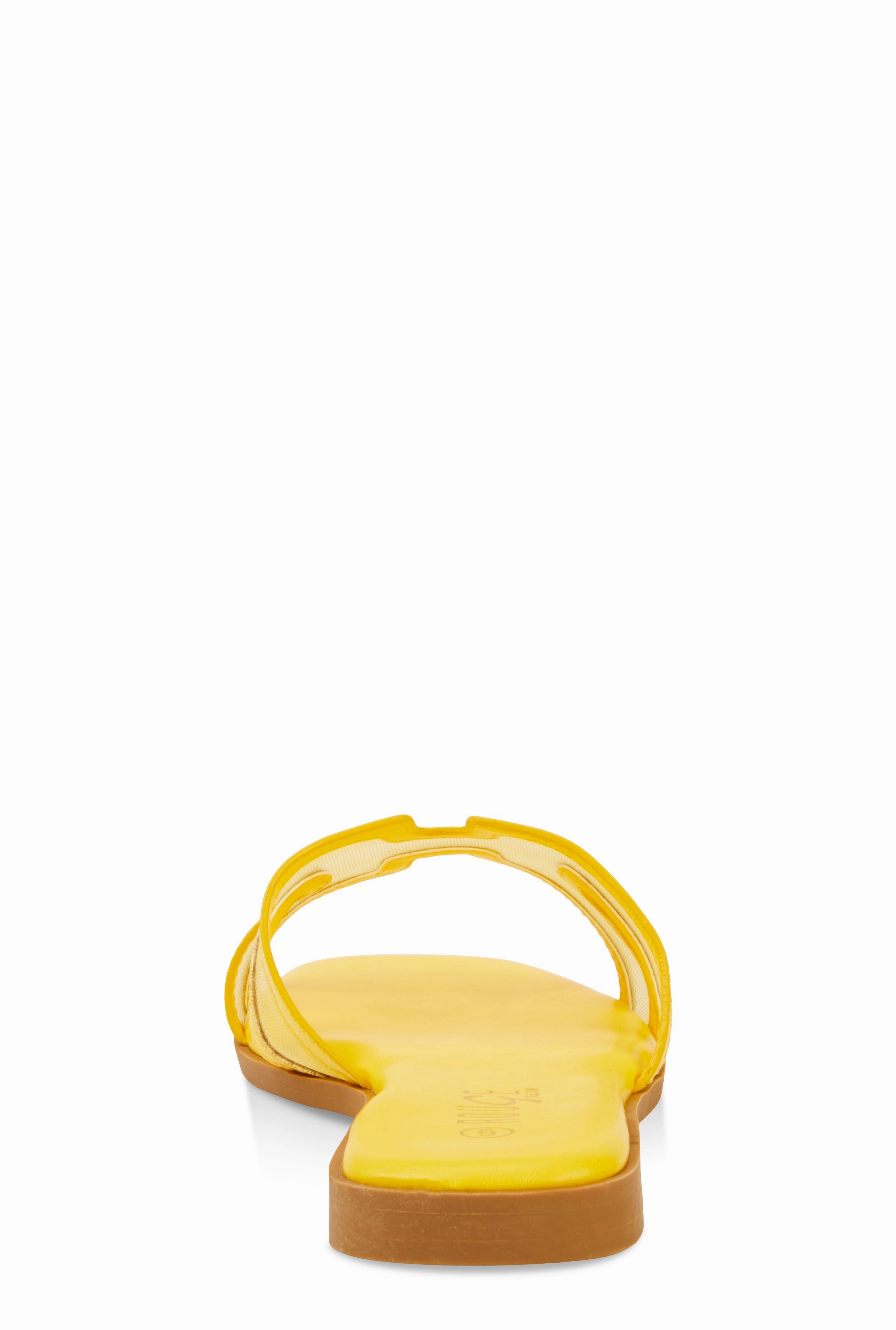 Mesh Insert Cut Out Band Slide Sandals