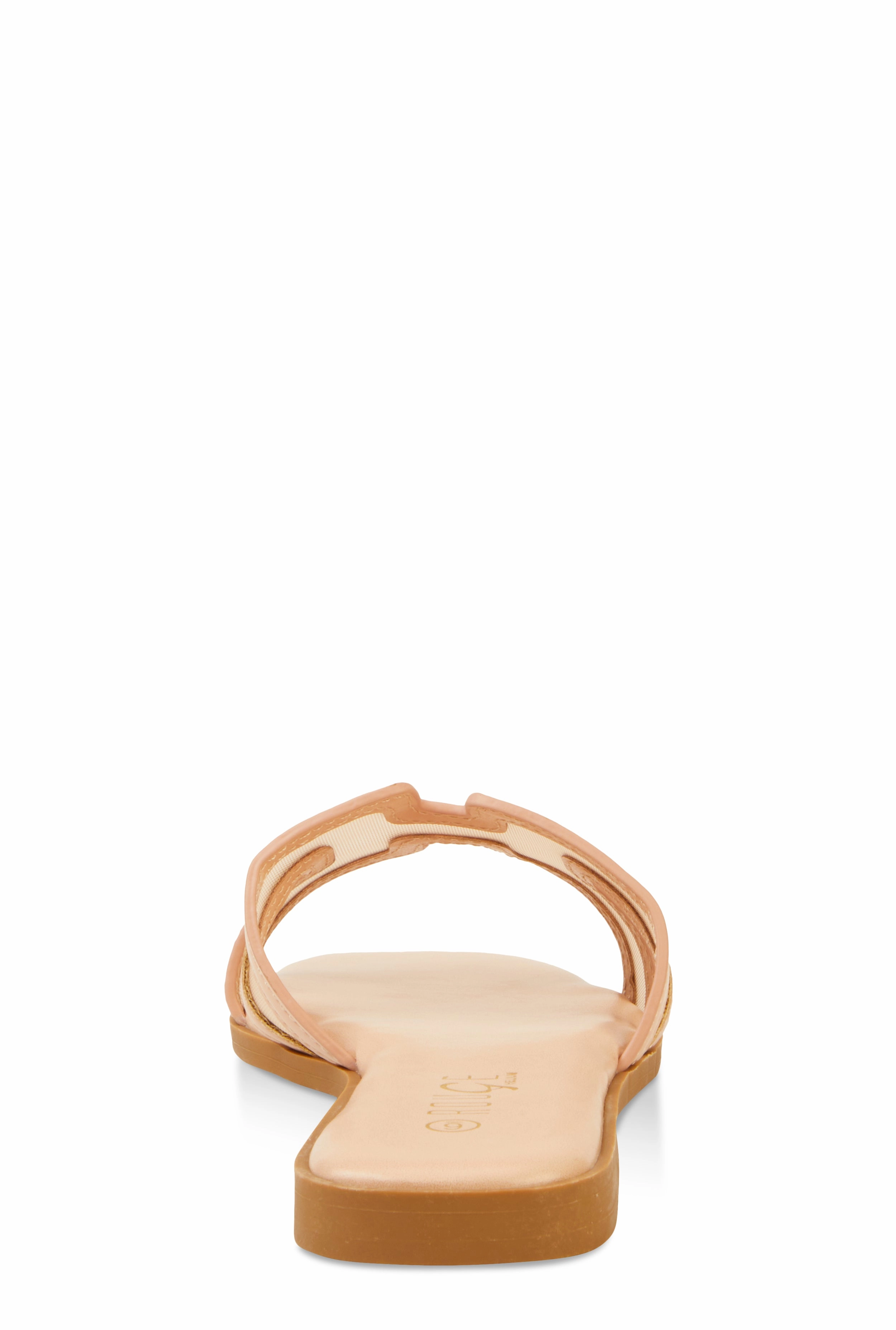 Mesh Insert Cut Out Band Slide Sandals