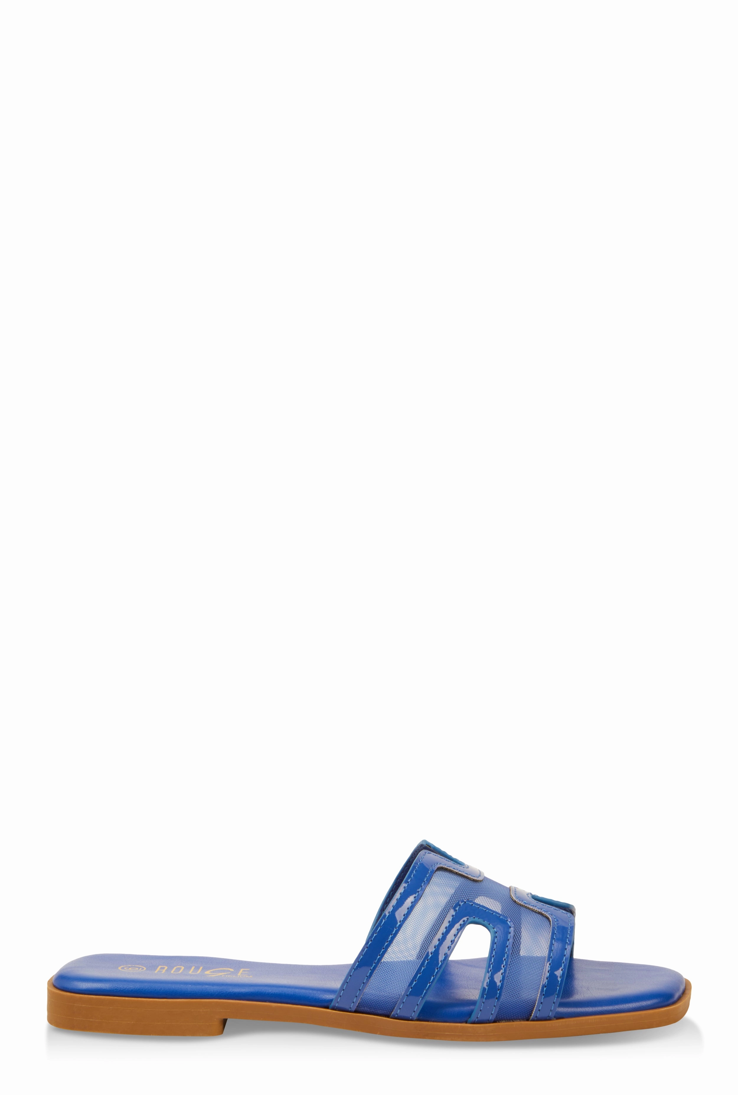 Mesh Insert Cut Out Band Slide Sandals