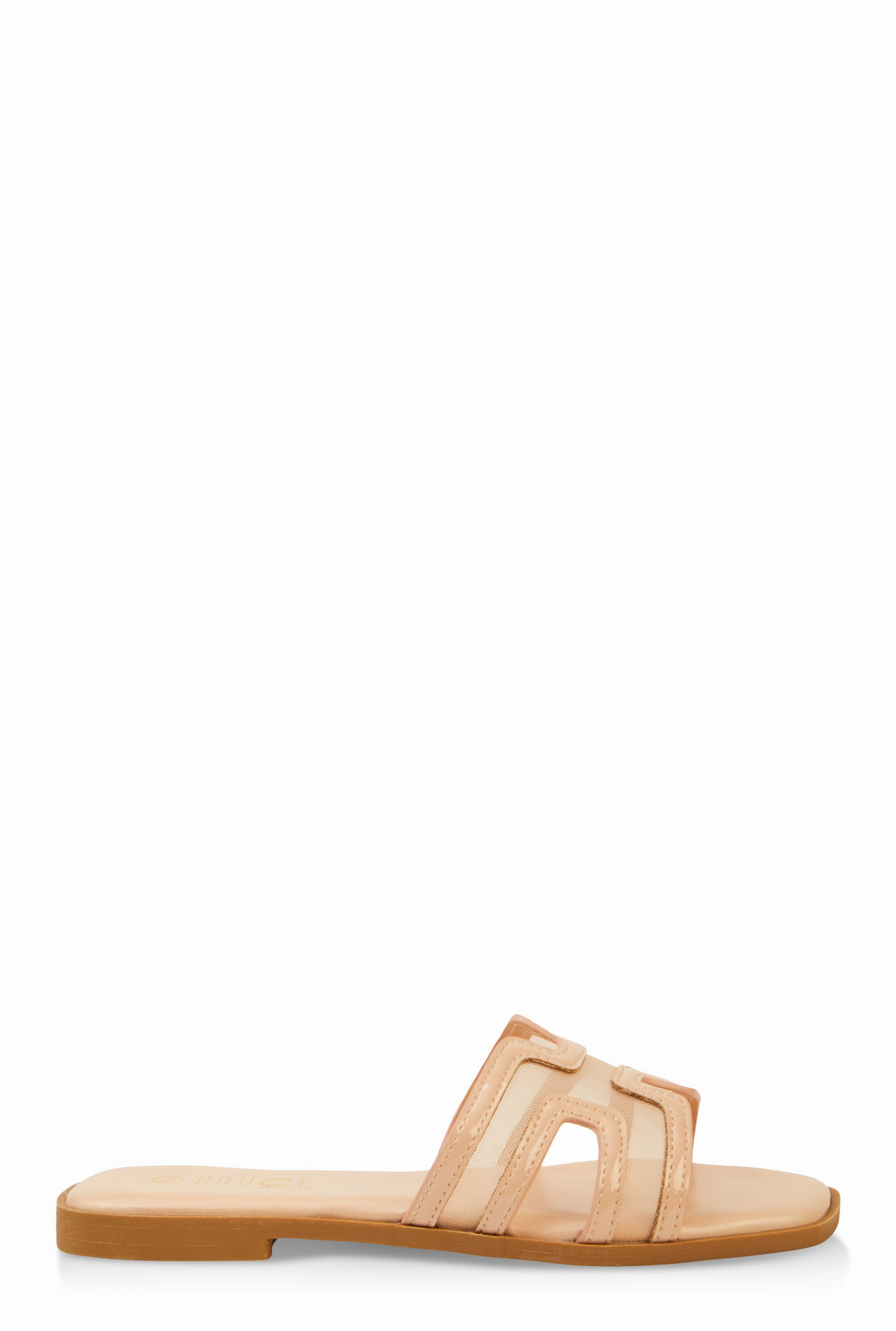Mesh Insert Cut Out Band Slide Sandals