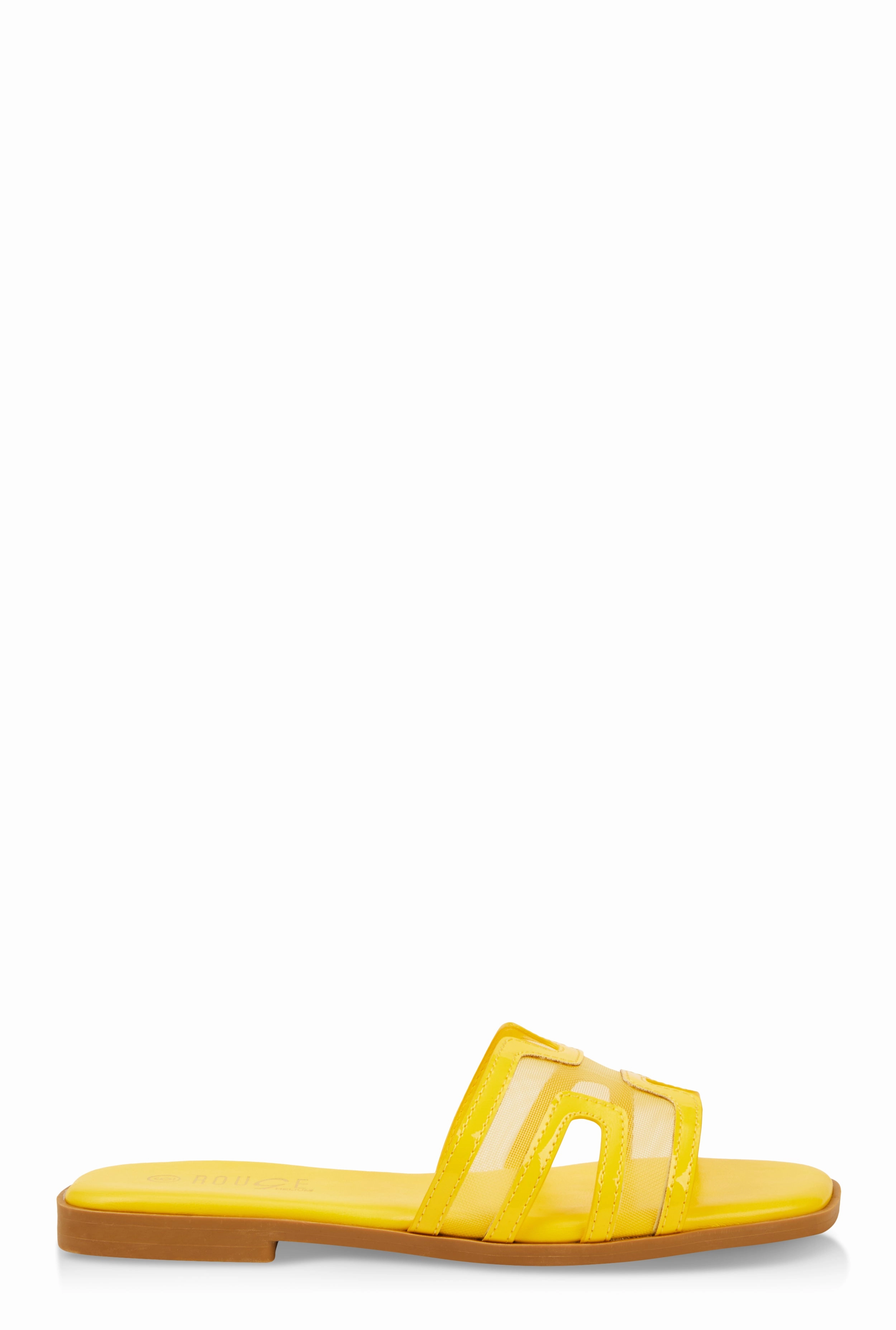 Mesh Insert Cut Out Band Slide Sandals