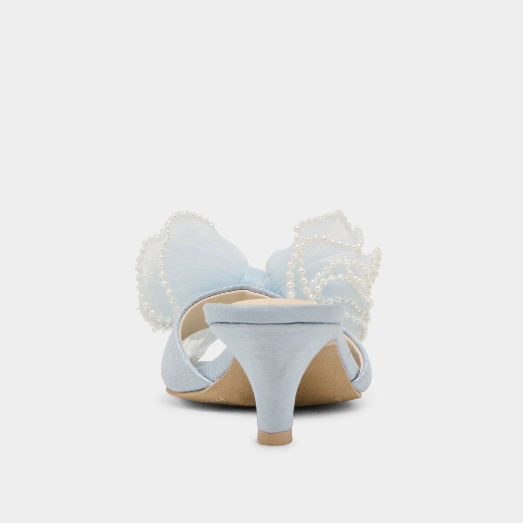 NARITA PEARL HEELS LIGHT BLUE SATIN