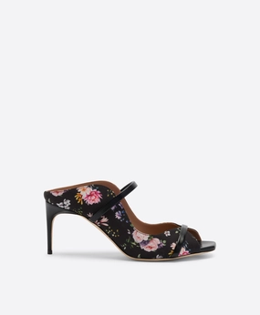 Noah 70 Black Floral Grosgrain Heeled Sandals
