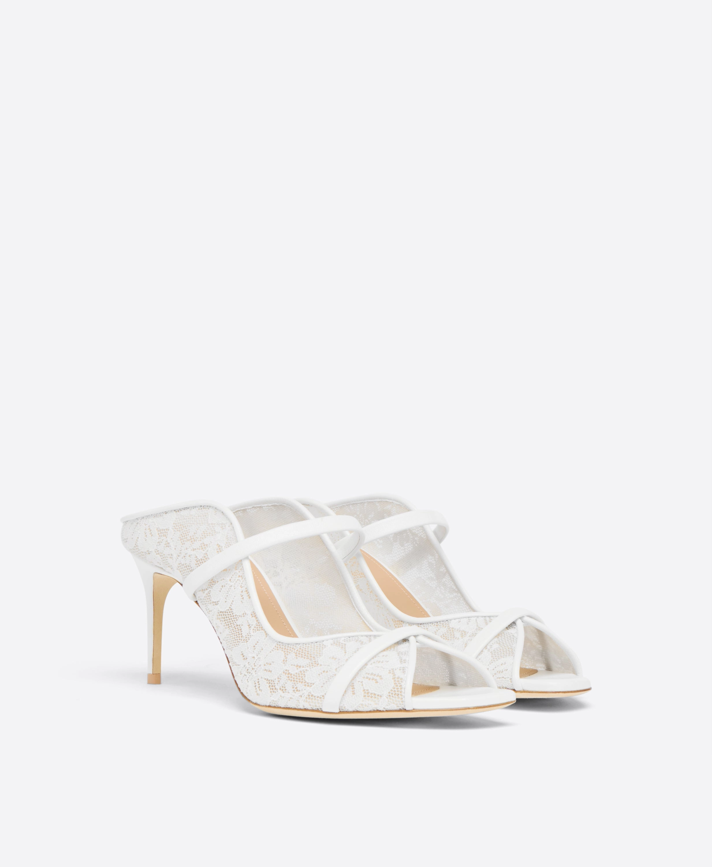 Noah 70  White Lace Heeled Sandals
