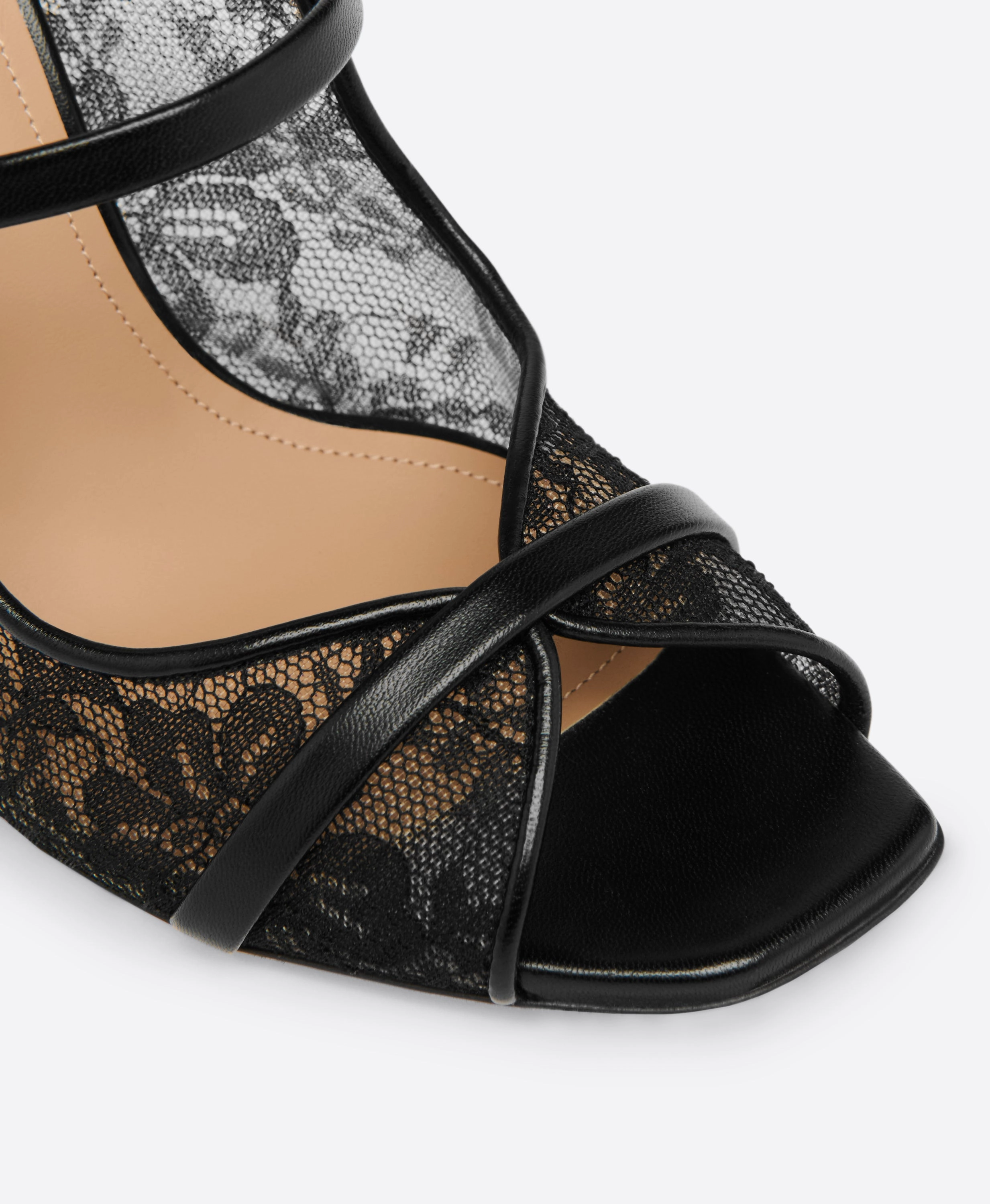 Noah 90 Black Lace Heeled Sandals