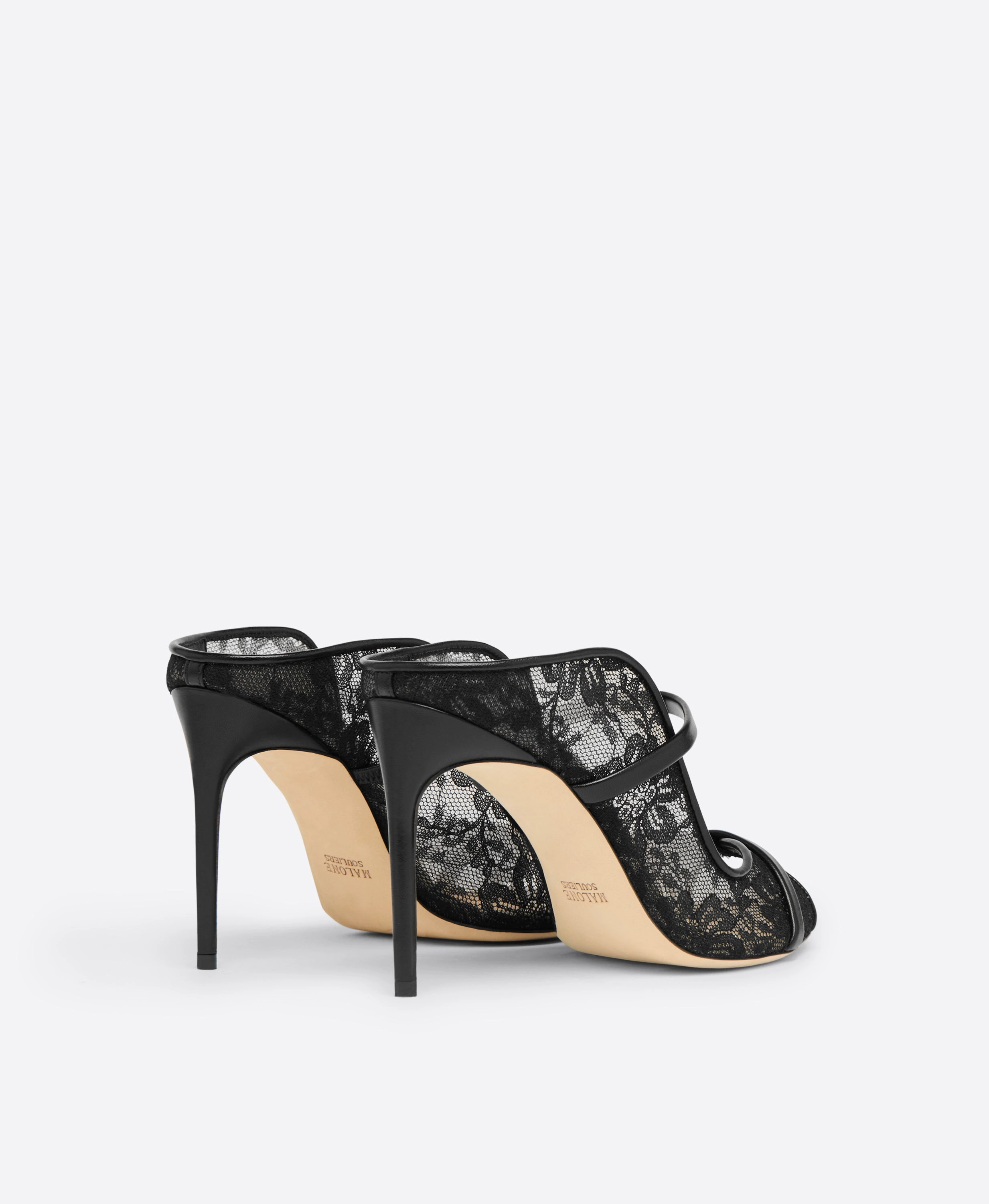 Noah 90 Black Lace Heeled Sandals