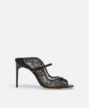 Noah 90 Black Lace Heeled Sandals