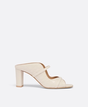 Norah 70 White Embossed Leather Heeled Sandals