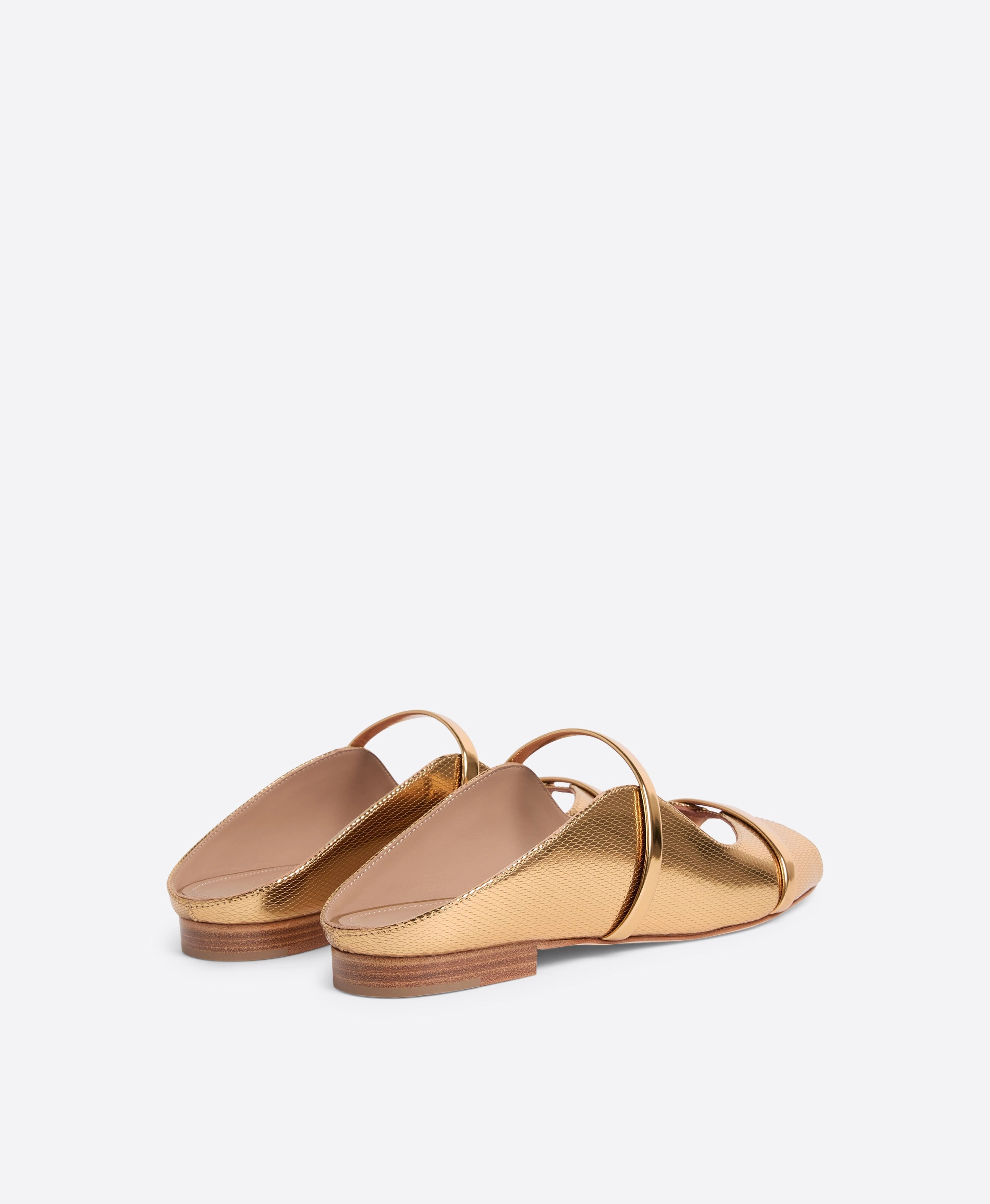 Norah Gold Embossed Leather Flat Sandals