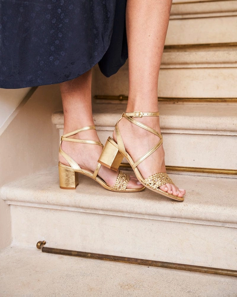 Nymphea Vegan Leather Heeled Sandals | Gold