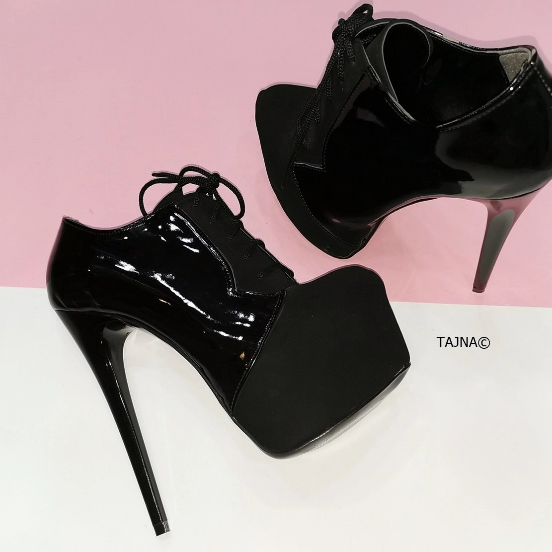 Oxford Black Suede Patent Ankle Booties