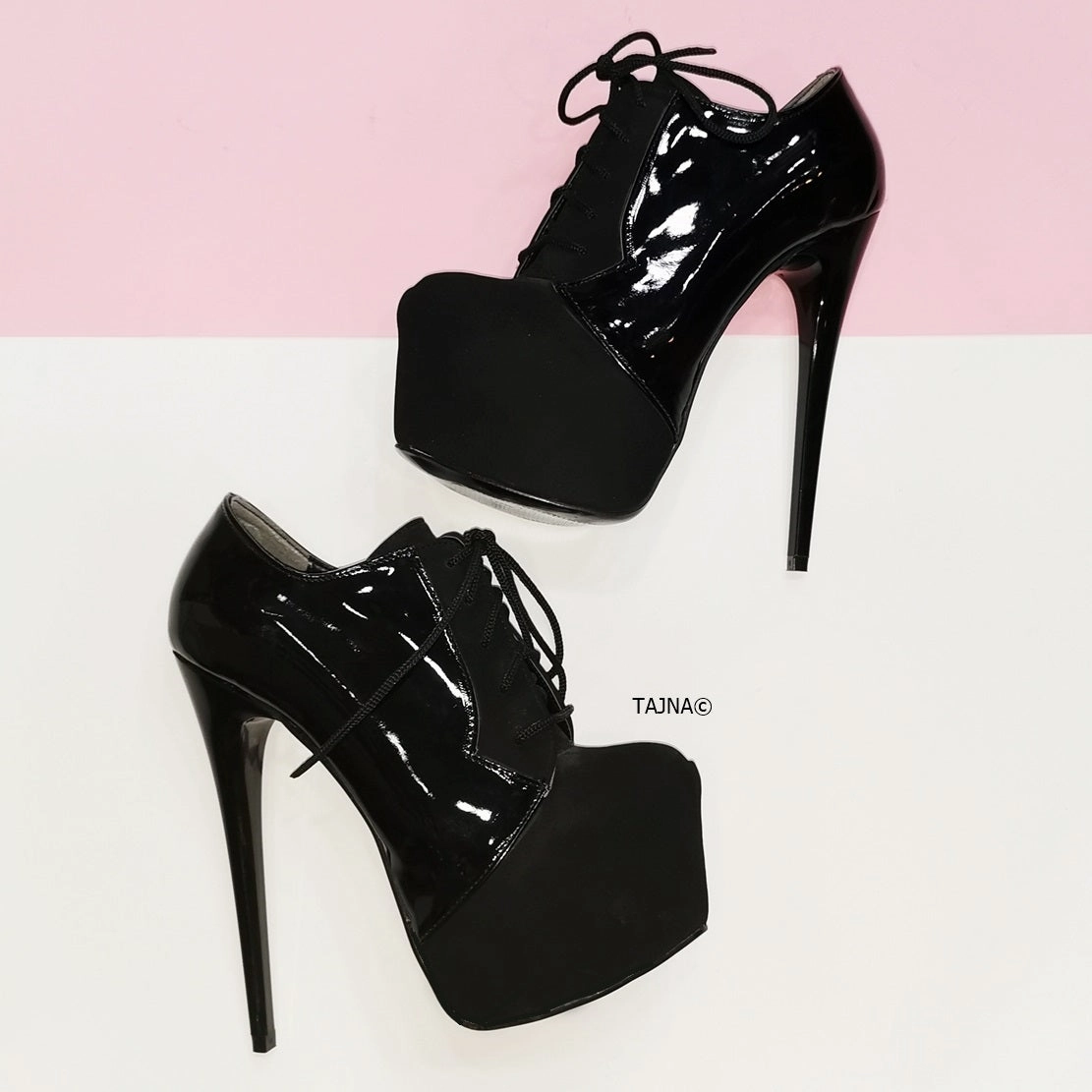 Oxford Black Suede Patent Ankle Booties