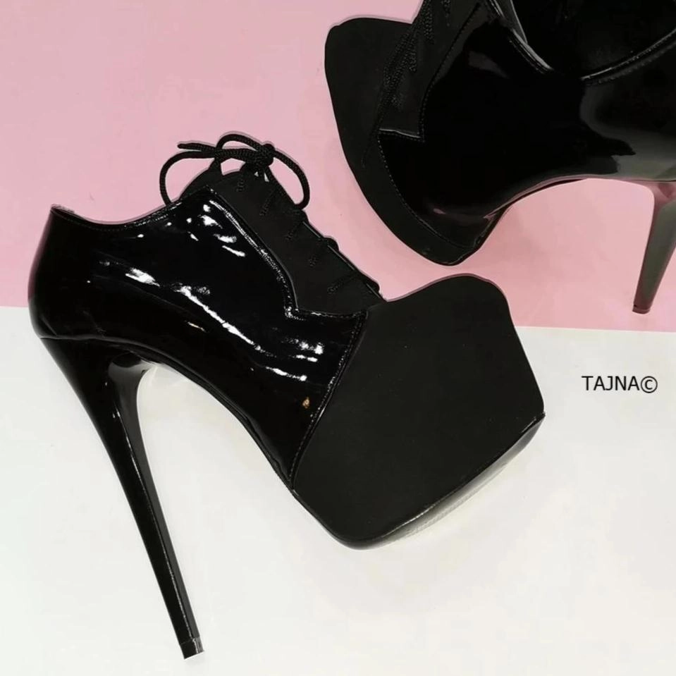 Oxford Black Suede Patent Ankle Booties