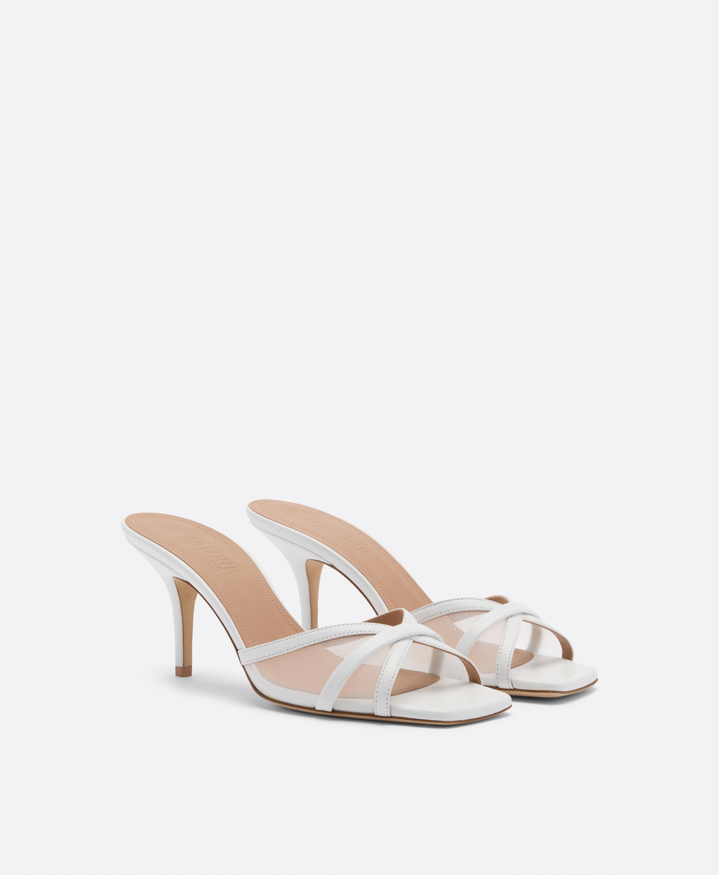 Perla 70 White Mesh Heeled Sandals