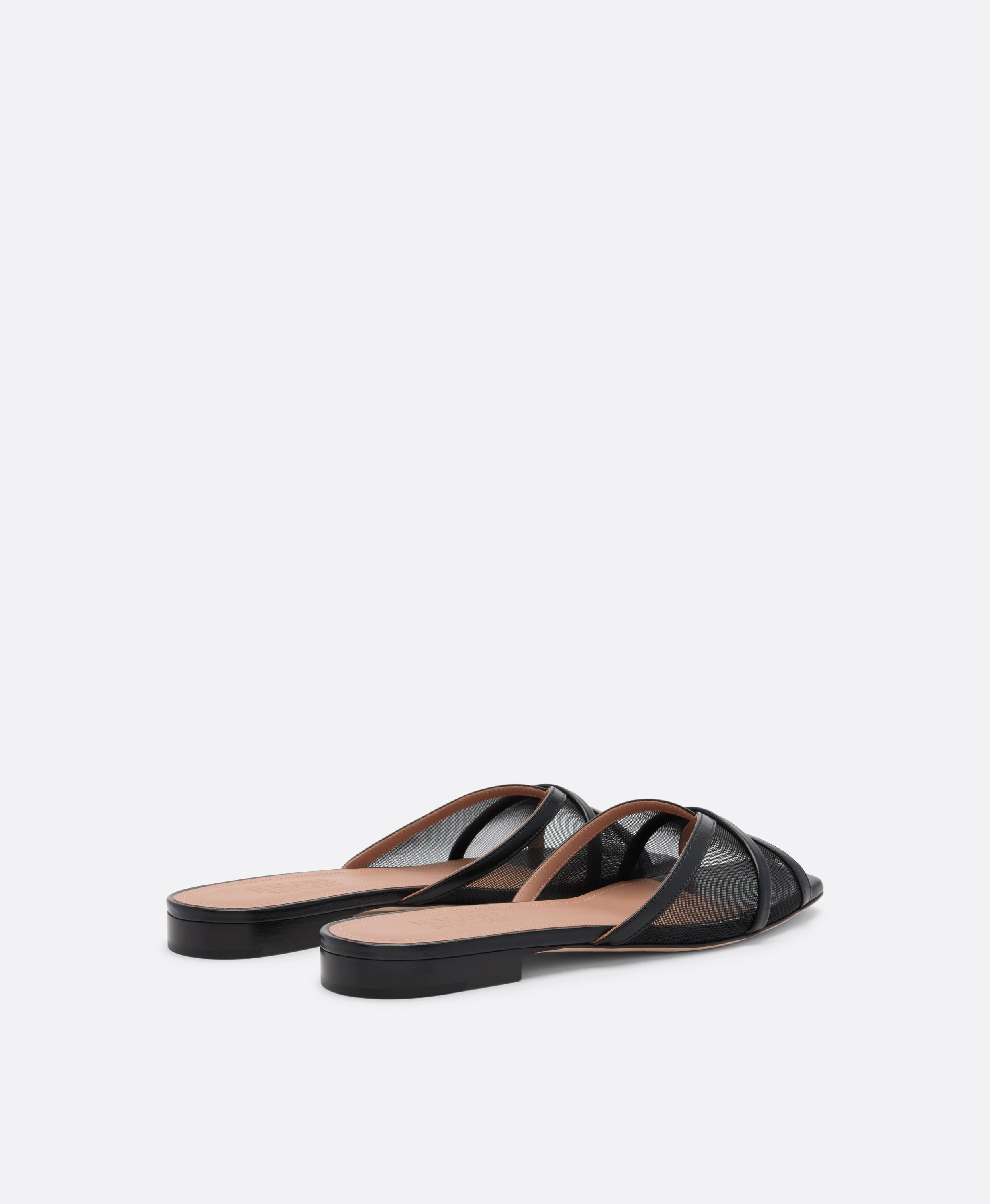 Perla Black Mesh Flat Sandals