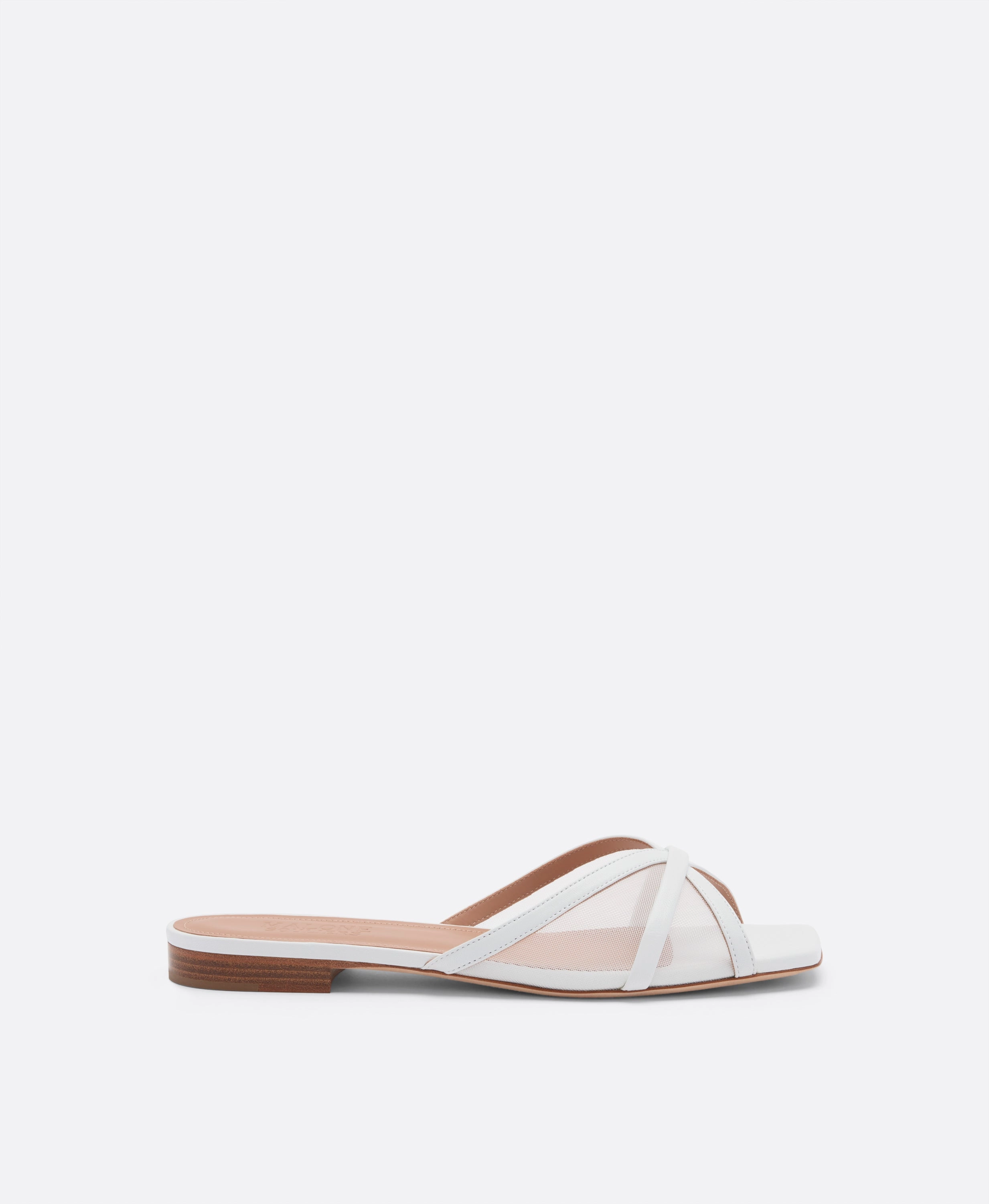Perla White Mesh Flat Sandals