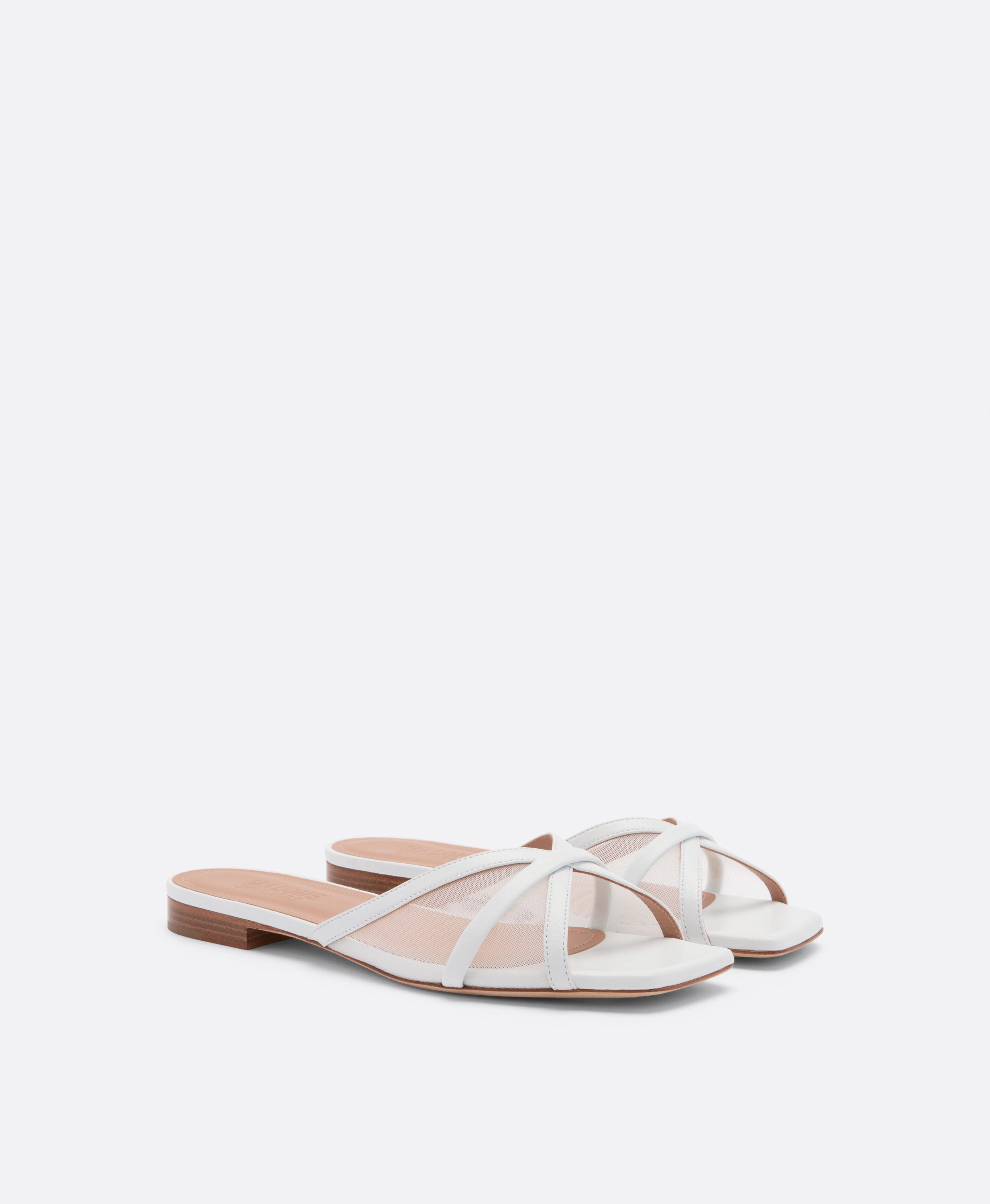 Perla White Mesh Flat Sandals