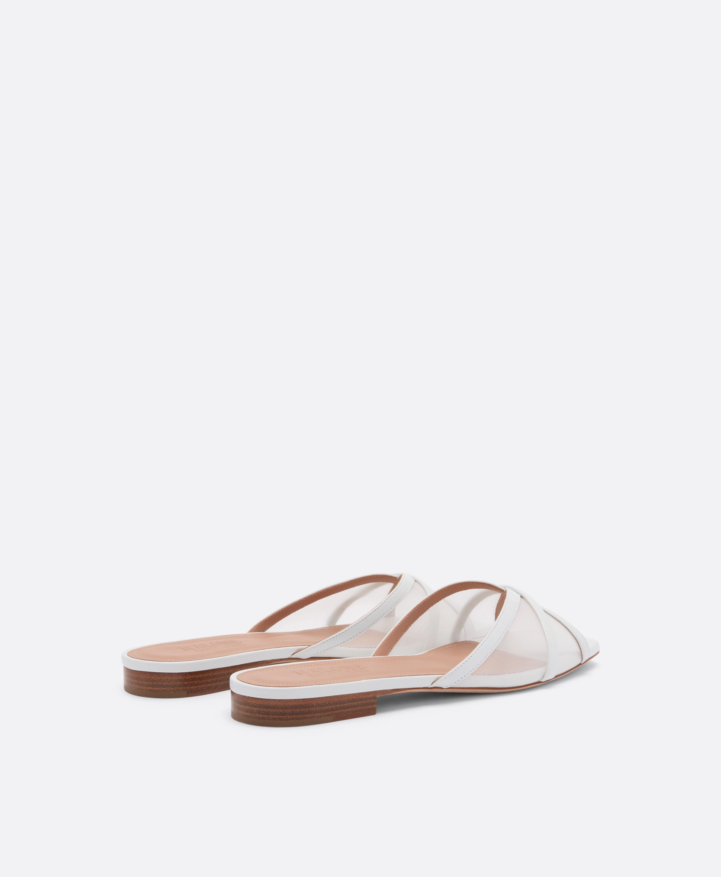 Perla White Mesh Flat Sandals
