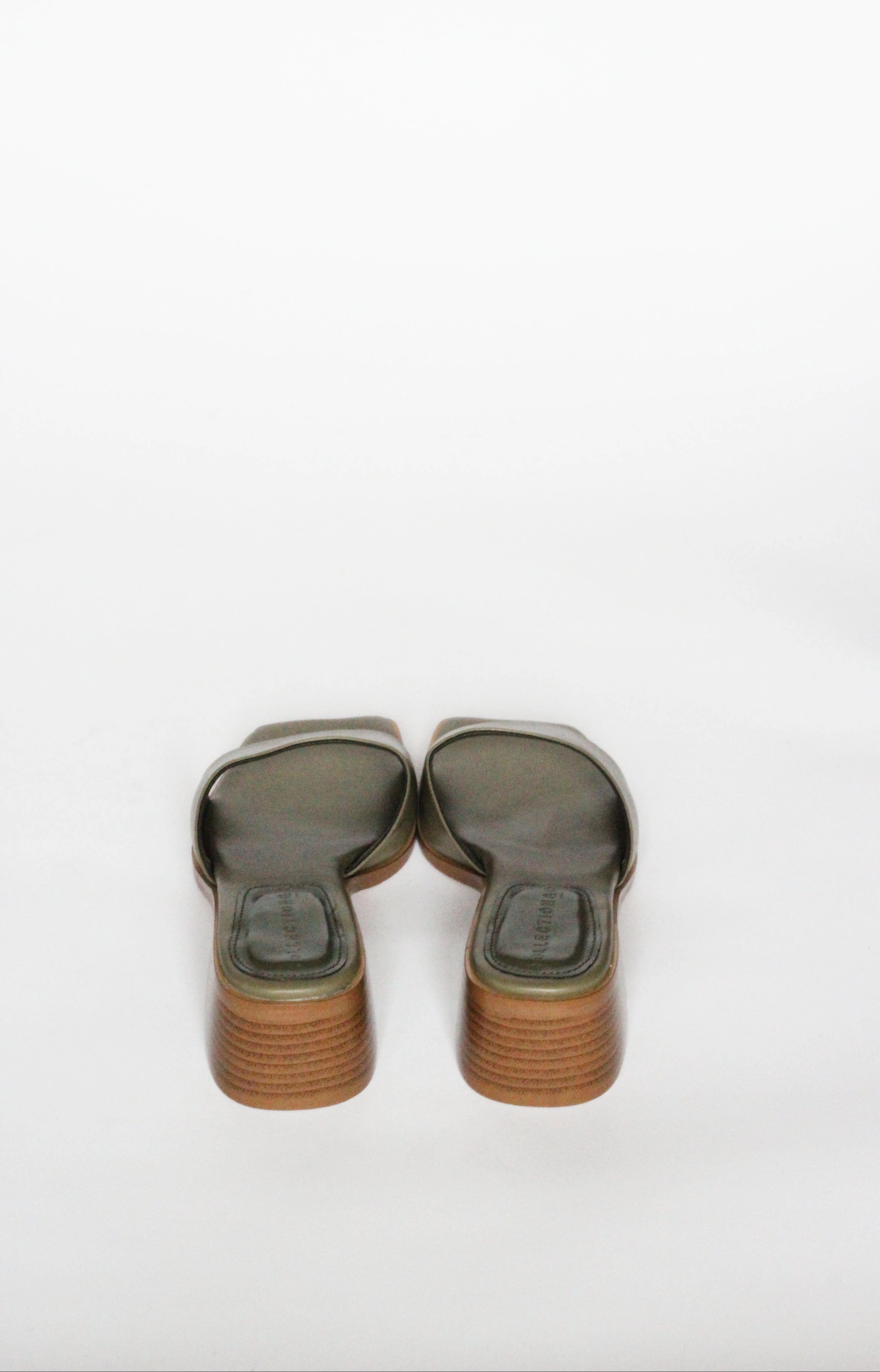 Pia Up-Cycled Vegan Leather Block Heel Mules | Olive Green