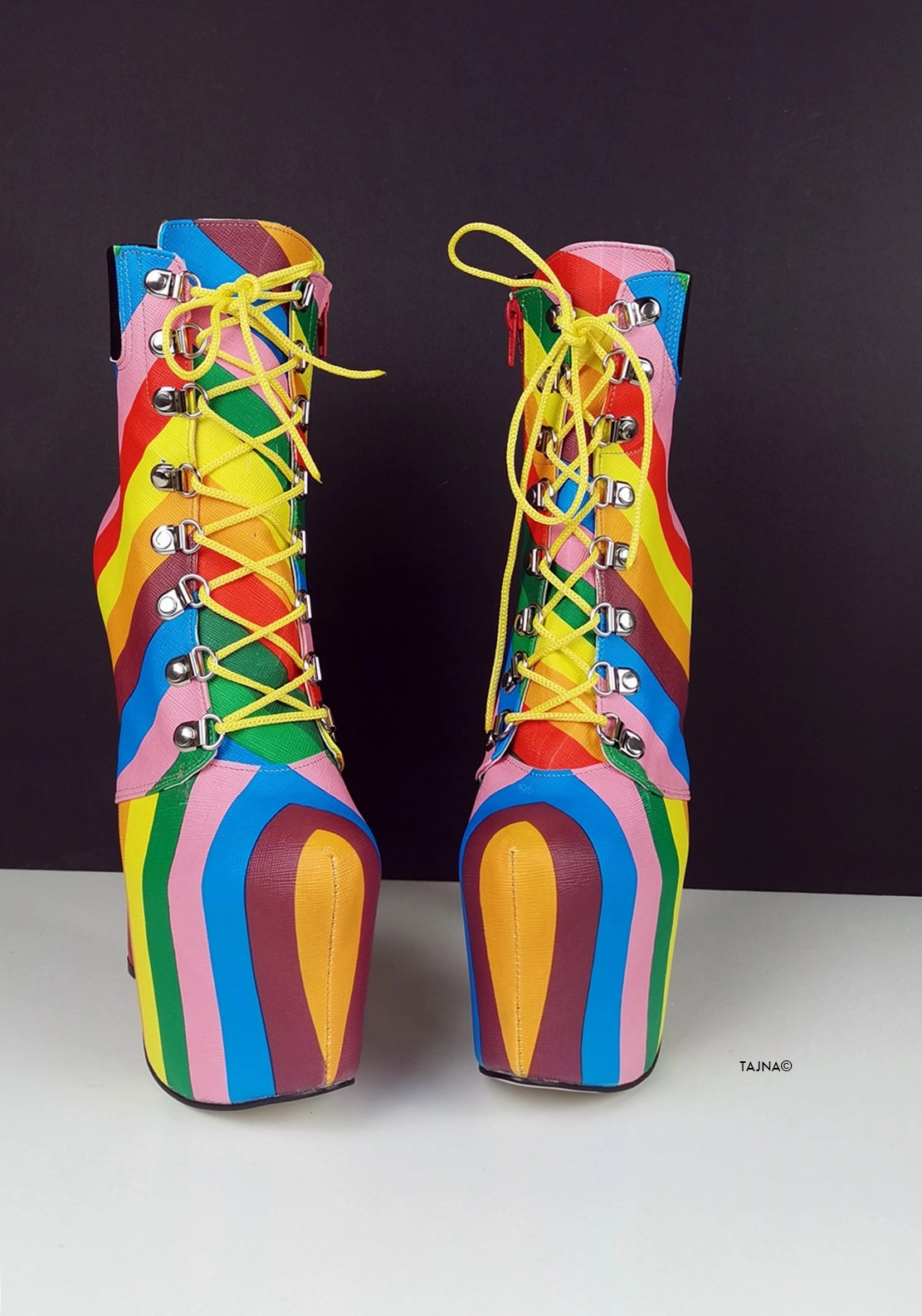 Rainbow Lace Up Love Boots