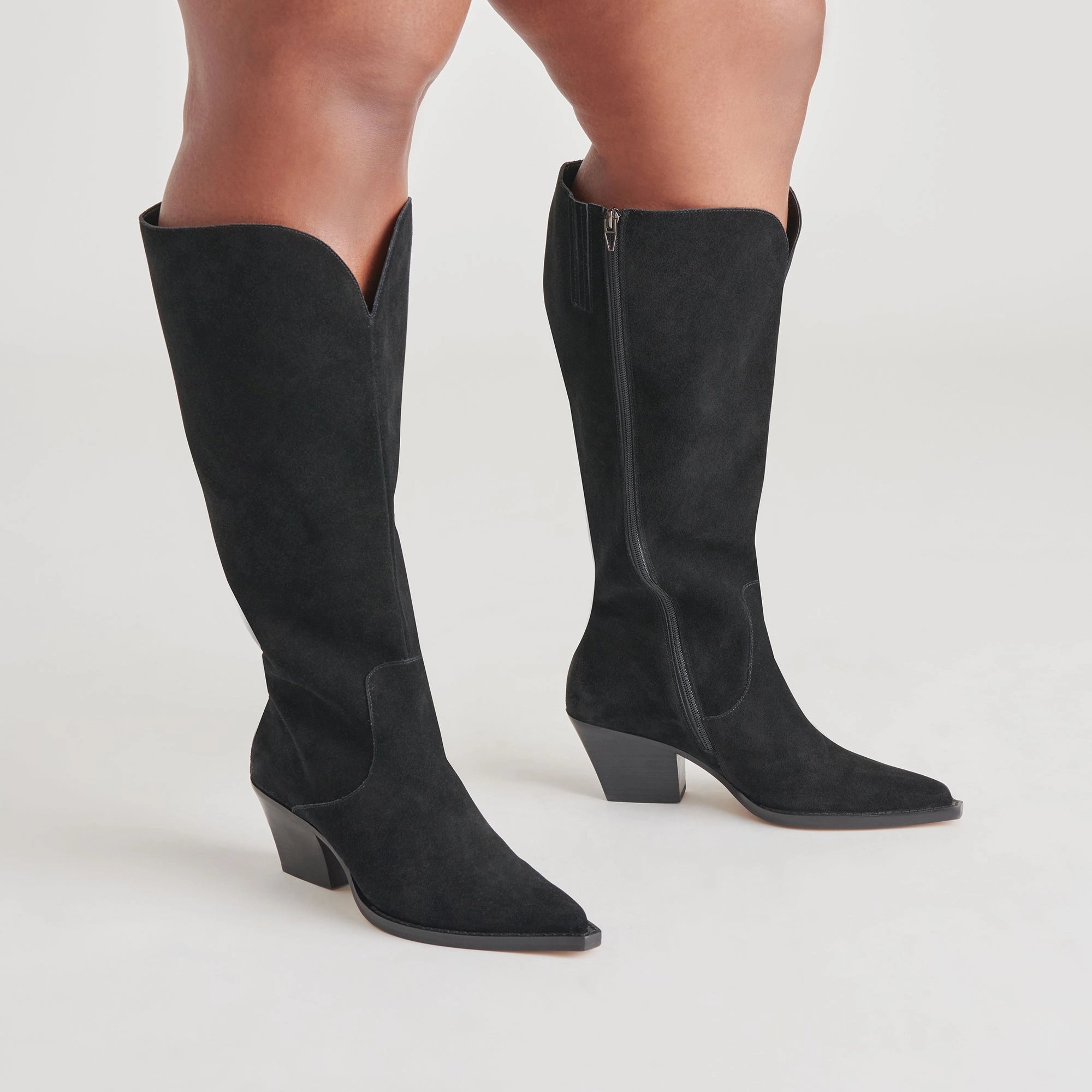 RAJ EXTRA WIDE CALF BOOTS ONYX SUEDE