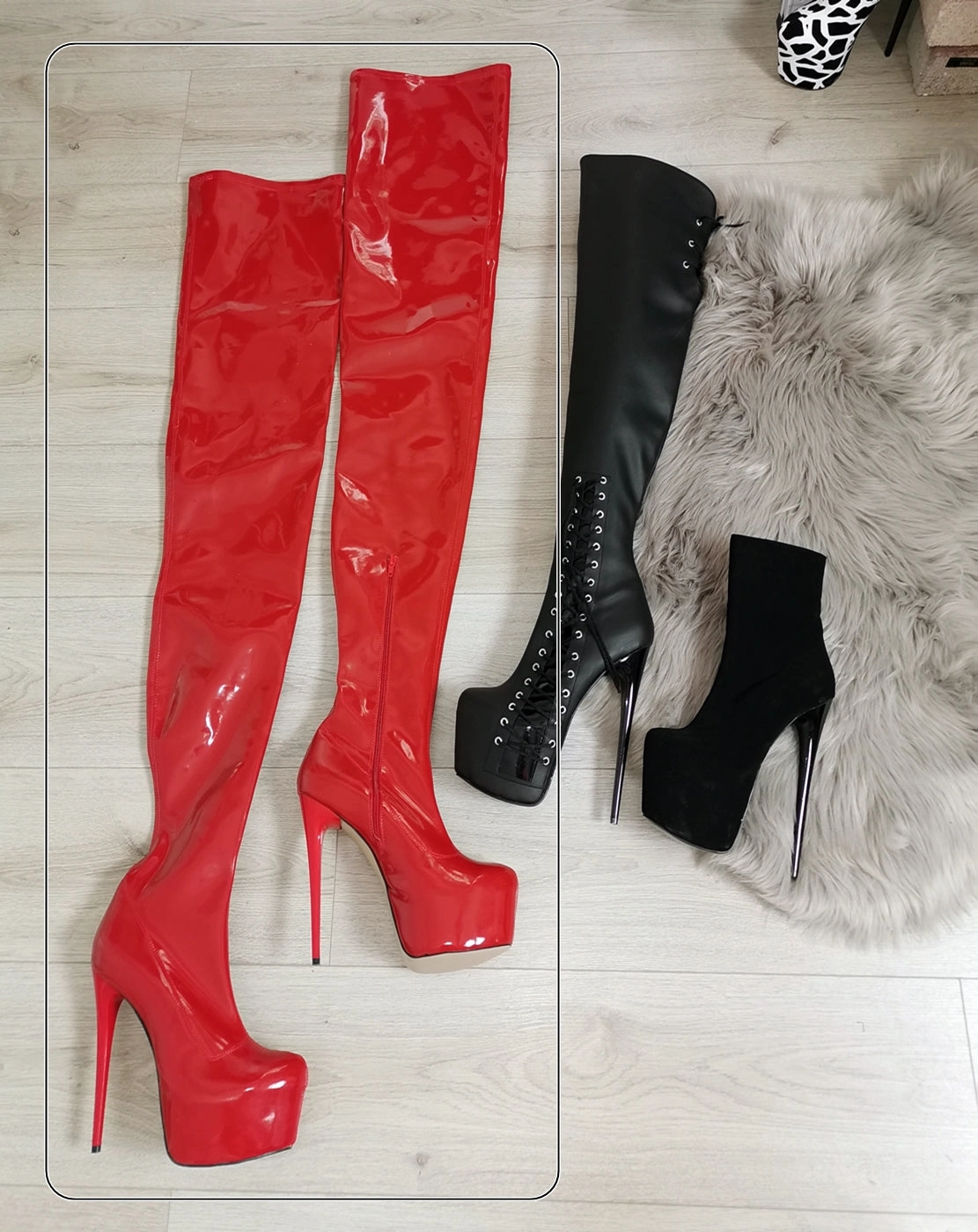 Red Patent 100 cm Extreme Ultra High Thigh Boots