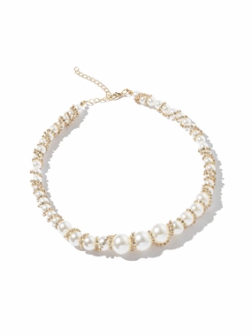 Rhinestone & Pearl Necklace