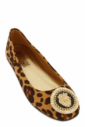 Rhinestone Lion Pendant Ballet Flats