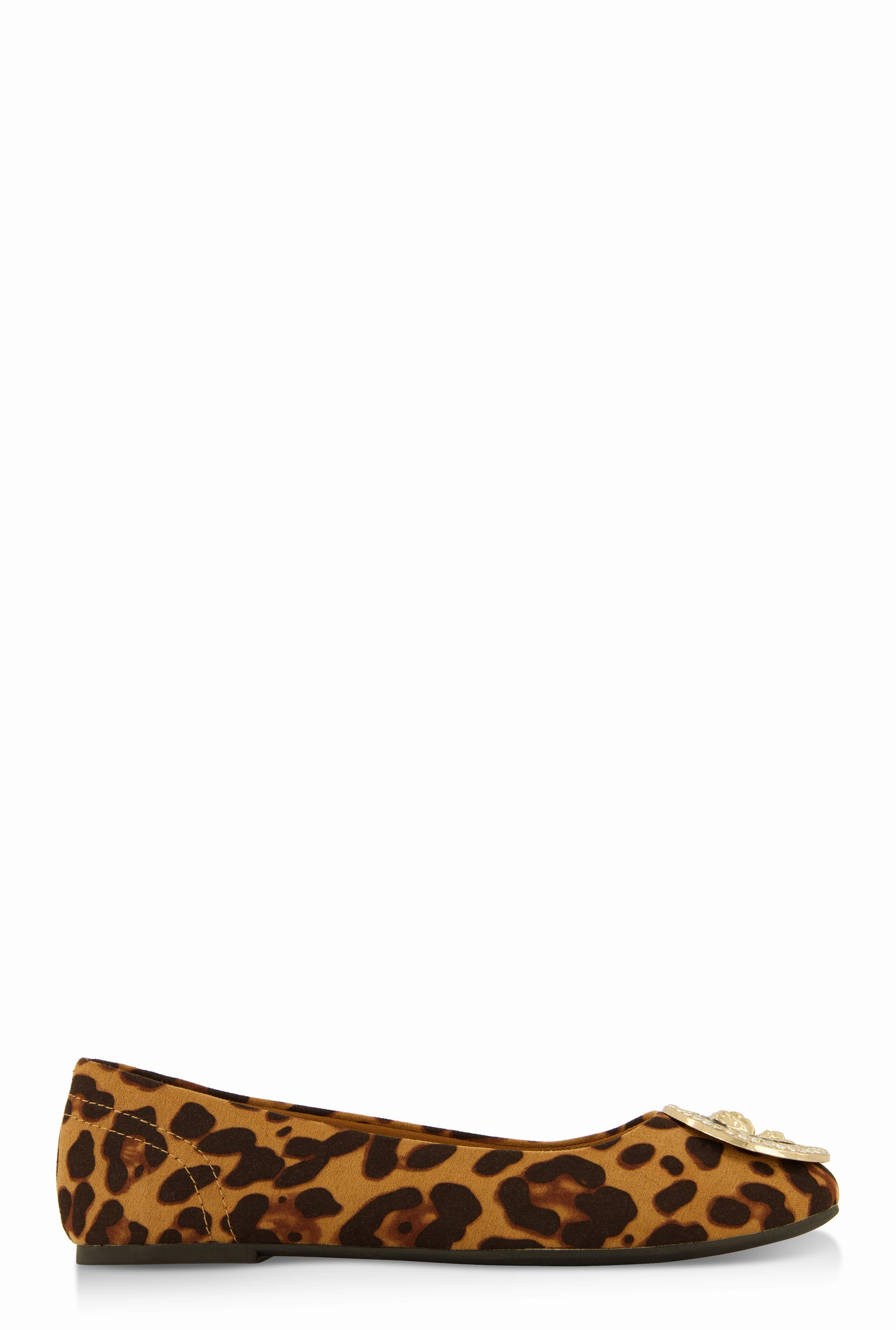 Rhinestone Lion Pendant Ballet Flats