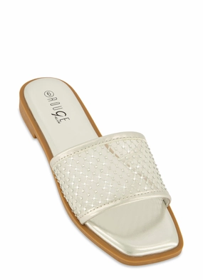 Rhinestone Mesh Band Slide Sandals